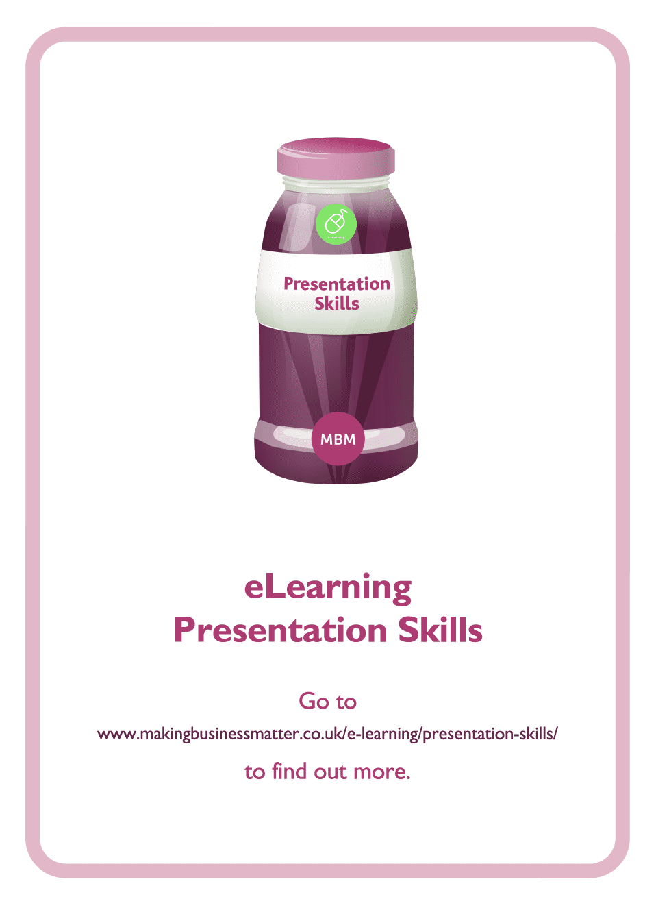 Coaching card titled eLearning presentation skills