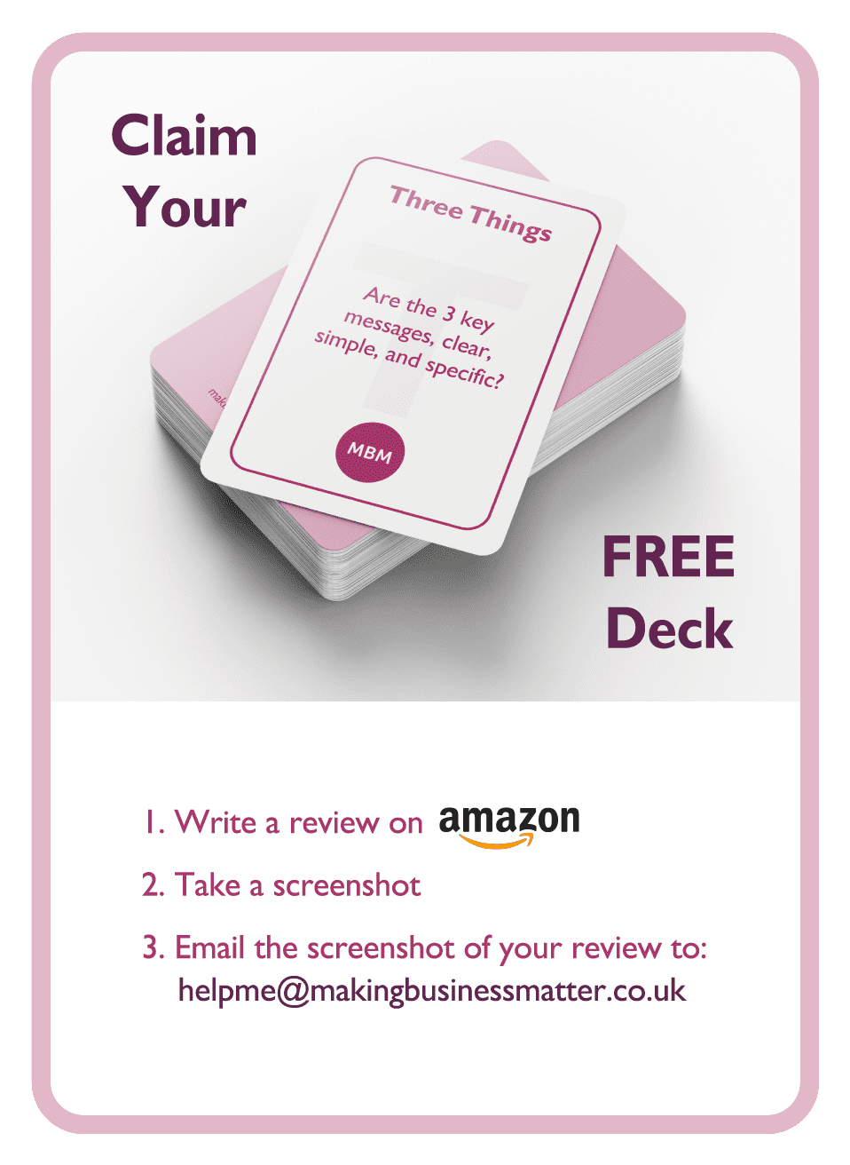 Coaching card titled Claim your free deck