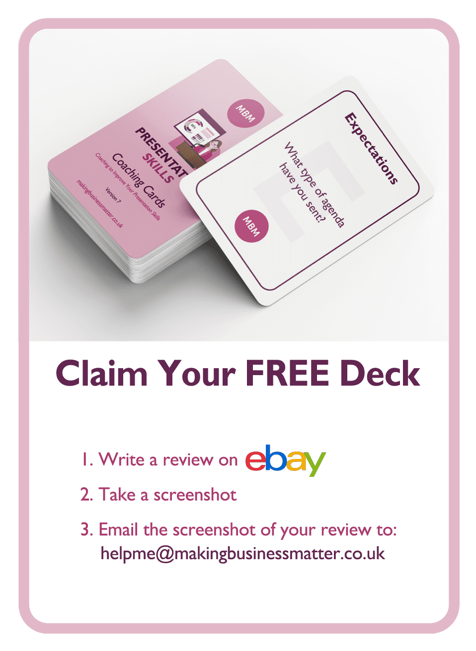 Coaching card titled Claim your free deck