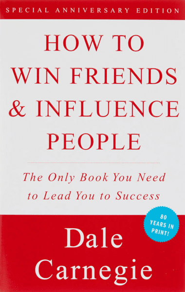 Red book cover of How to Win Friends and Influence People by Dale Carnegie