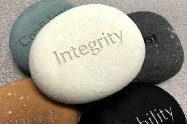 Integrity white stone with other coloured stones with values