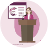 graphic of woman presenting