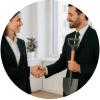 man and woman shaking hands