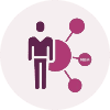 Graphic of a person with 4 circles expanding from them inside a larger pink circle