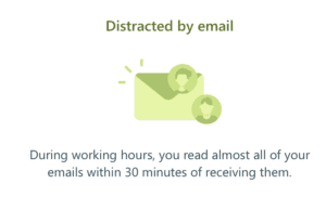 Email logo with two people icons titled Distracted by email 