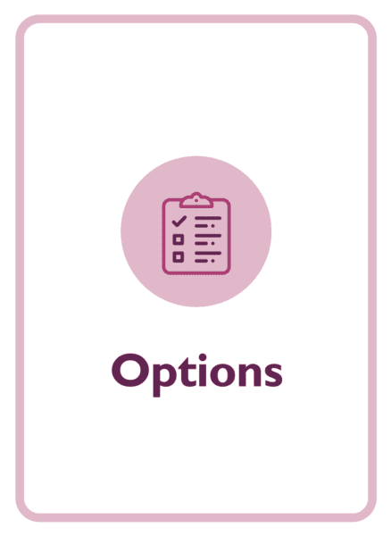 Caroline coaching card titled Options