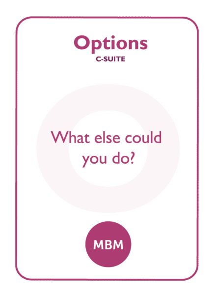 Coaching card titled Options C-suite