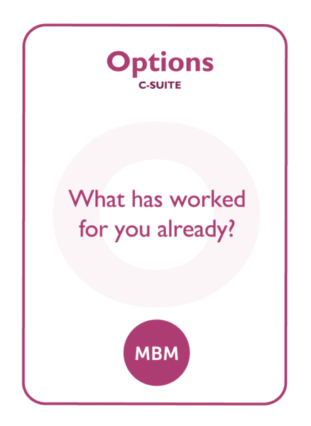 Coaching card titled Options C-suite