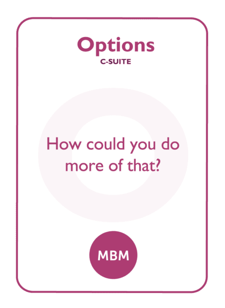 Coaching card titled Options C-suite