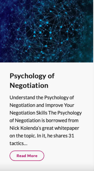 Psychology of Negotiation article snip by MBM with blue network visual