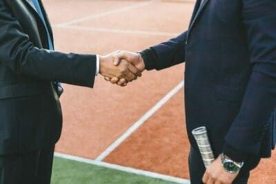 Two businessmen shaking hands