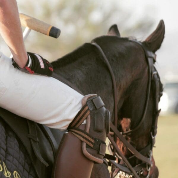 Close up of woman riding a horse