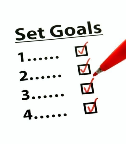 Goals cheklict with red ticks in the boxes of completed goals