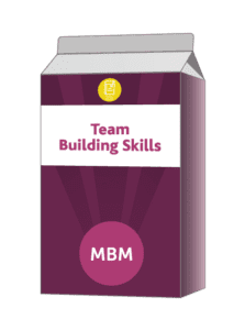 Carton with Team Building Skills on label for MBM Soft skills training course