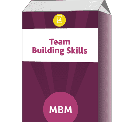 Carton with Team Building Skills on label for MBM Soft skills training course