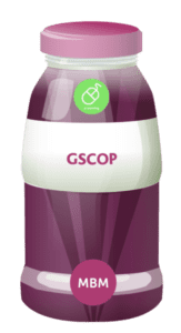 Purple bottle with GSCOP on the label for MBM GSCOP training course