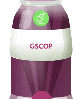 Purple bottle with GSCOP on the label for MBM GSCOP training course