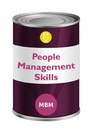 Purple tin with People Skills on label for MBM People management skills course