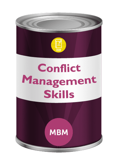 Purple tin with conflict management label for MBM Conflict management course