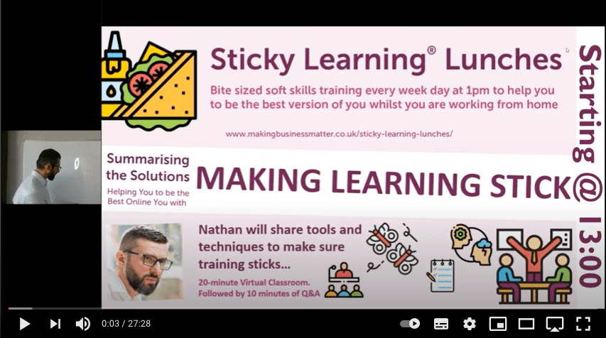 Screenshot of sticky learning lunch