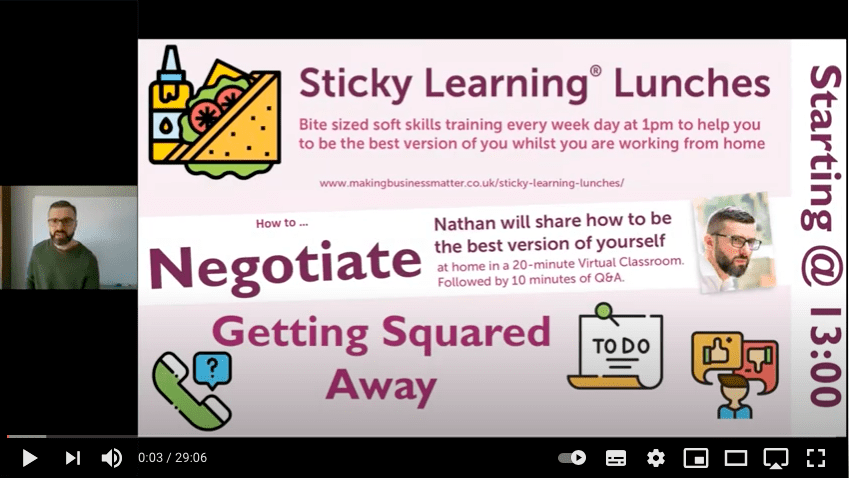 Screenshot of sticky learning lunch