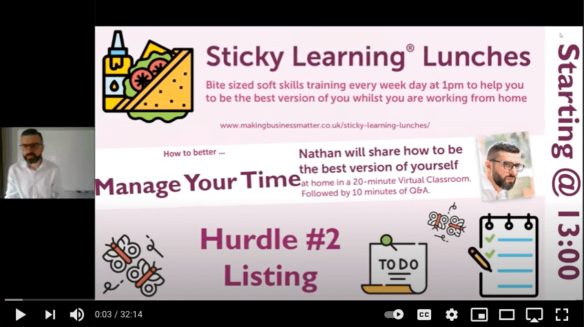 Screenshot of sticky learning lunch