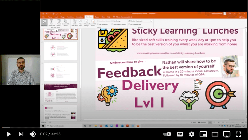 Screenshot of sticky learning lunch