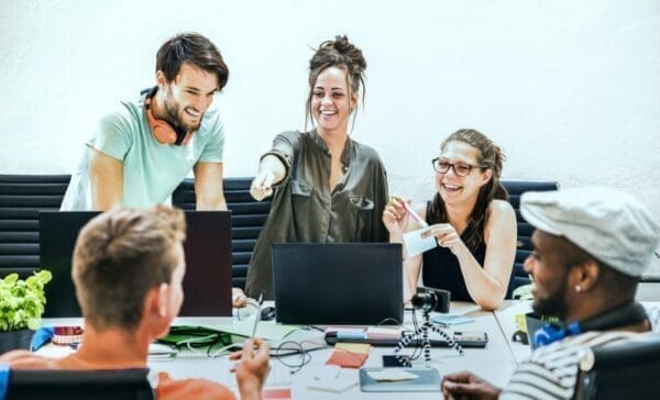 Group of employees in a group facilitation