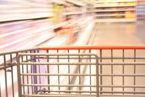 Close up of trolley with blurred background