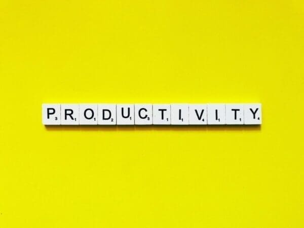 productivity spelled on yellow background