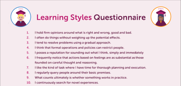 Links to PDF with 72 questions to find your Learning style from MBM 