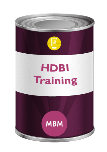 Purple tin with HBDI Training on the label and MBM logo