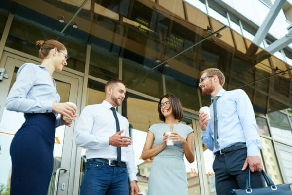 Group of business people communicating outside