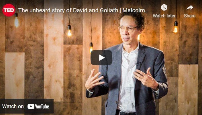 Links to video about Malcolm Gladwell Ted Talks The unheard story of David and Goliath