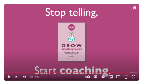 Screenshot from the GROW coaching card lifestyle video