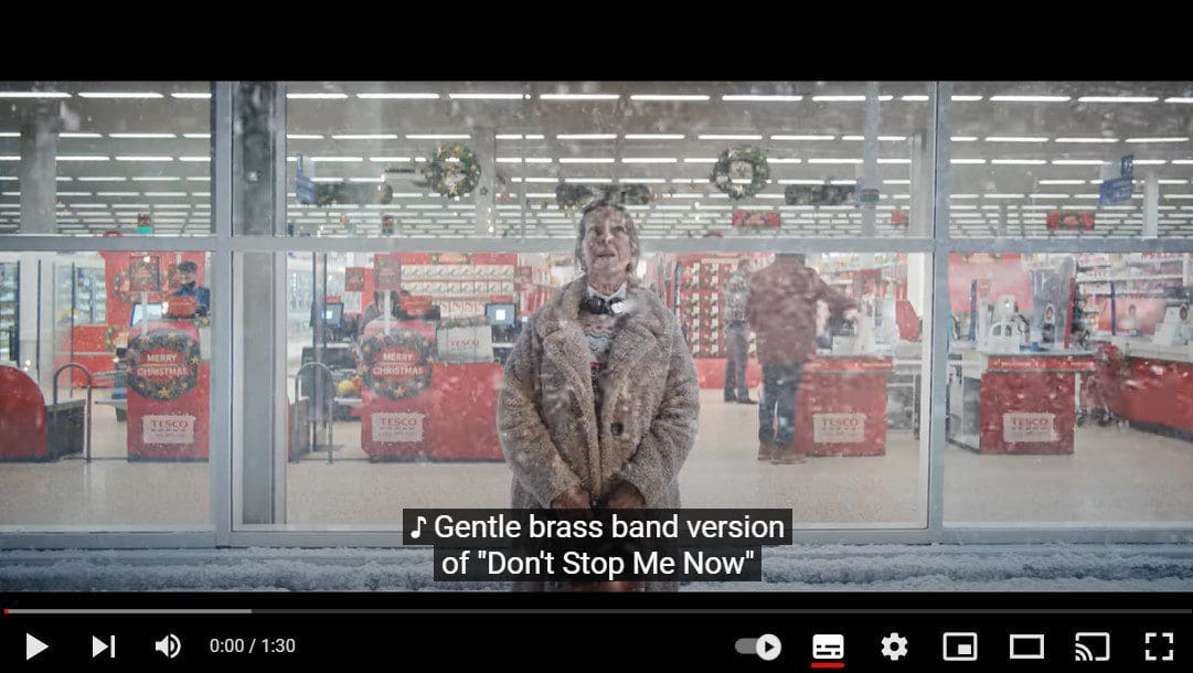 Links to YouTube video about Tescos Christmas Advert 2021