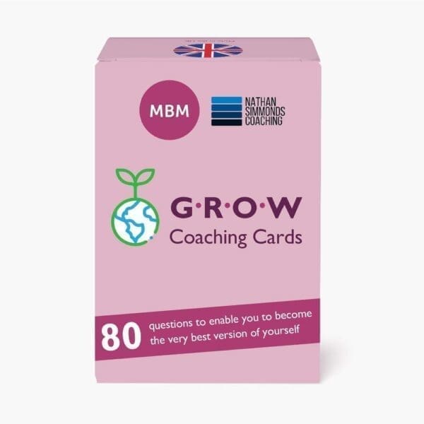 3D GROW deck 3D image of a GROW coaching card deck in pink and purple.