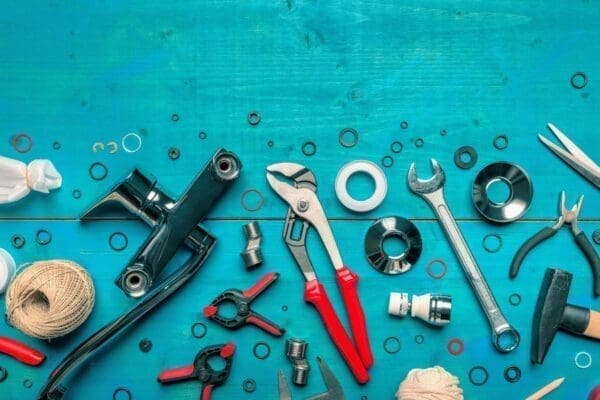 Tools on a blue table