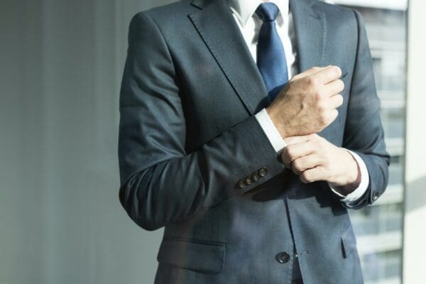 Close ups of businessman adjusting cuffs