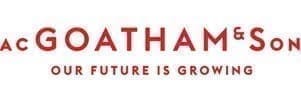 Red Text displaying 'AC Goatham & Sons' on a plain white background