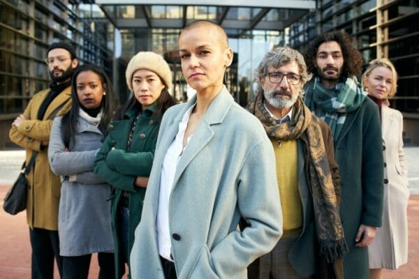 Employees A group of empowered employees standing in a line