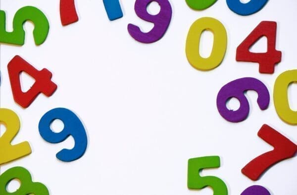 multi-colored numbers on a white background