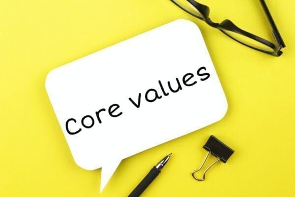 Ccore values spech bubble with yellow background