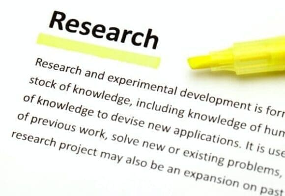 Definition of research underlined with yellow higlighter