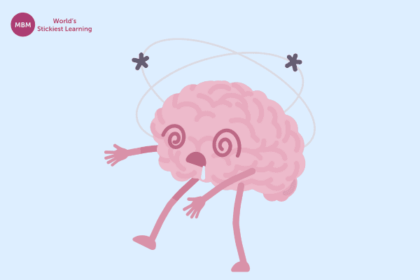 Stressed cartoon brain from burn out