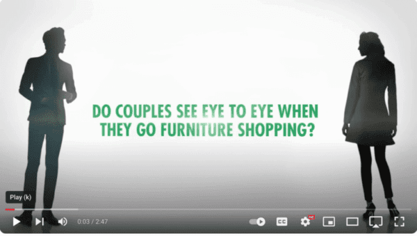 Heineken video Screenshot from a Heineken video of couples furniture shopping