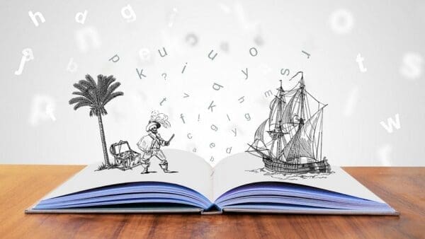 Open story book with letters and pictures coming to life represents creativity ENFP