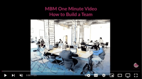 Team building video Links to One minute YouTube video explaining how to build a team