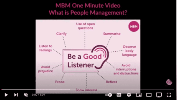 People Management video Links to one minute YouTube video on what is people management for managing difficult people