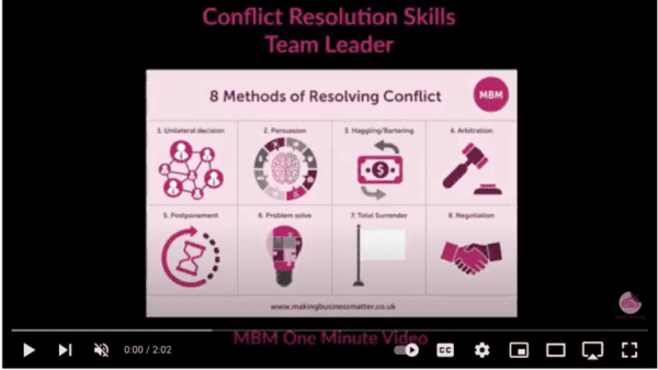 Conflict video One minute video discussing what team leaders can do when their team divides